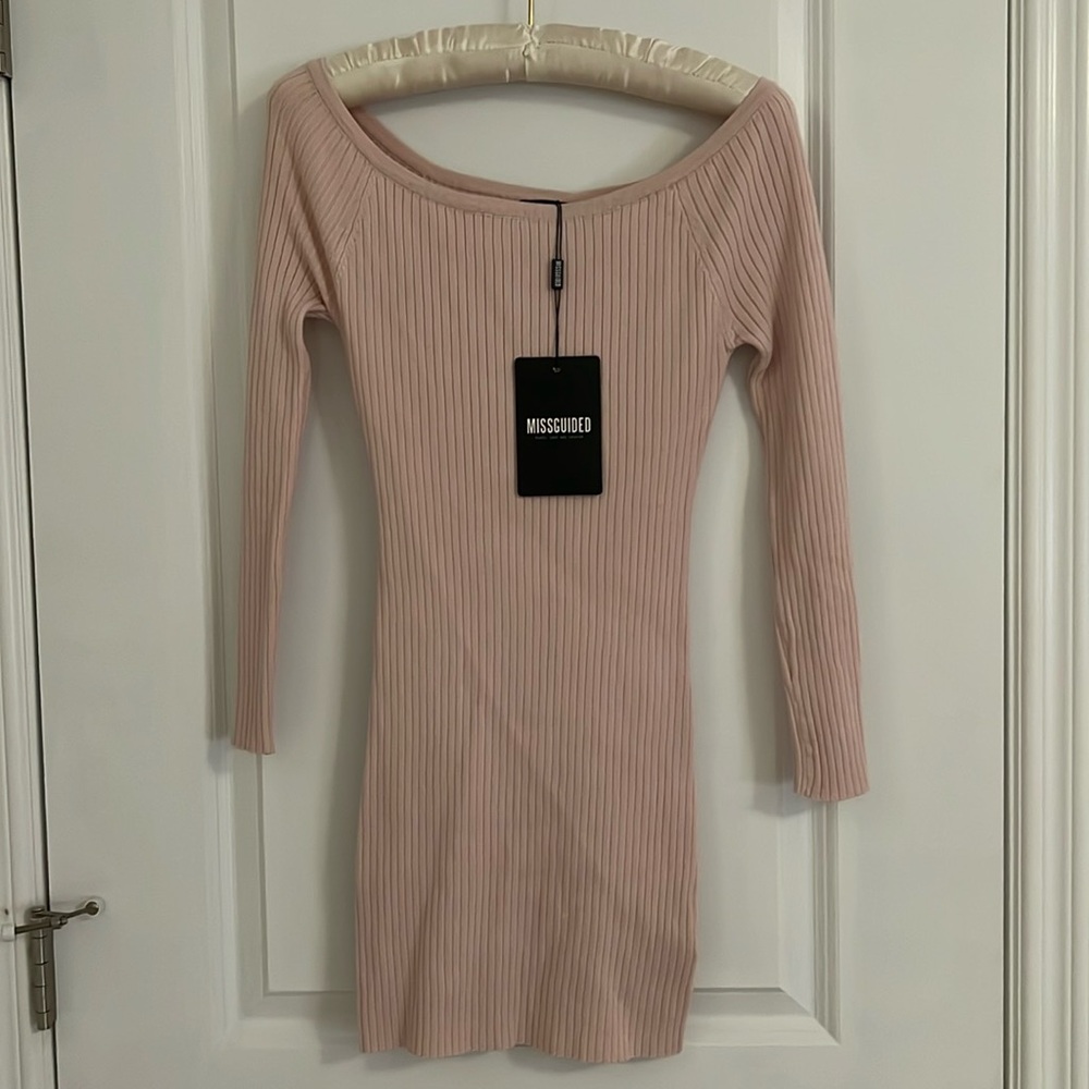 Baby pink knit dress